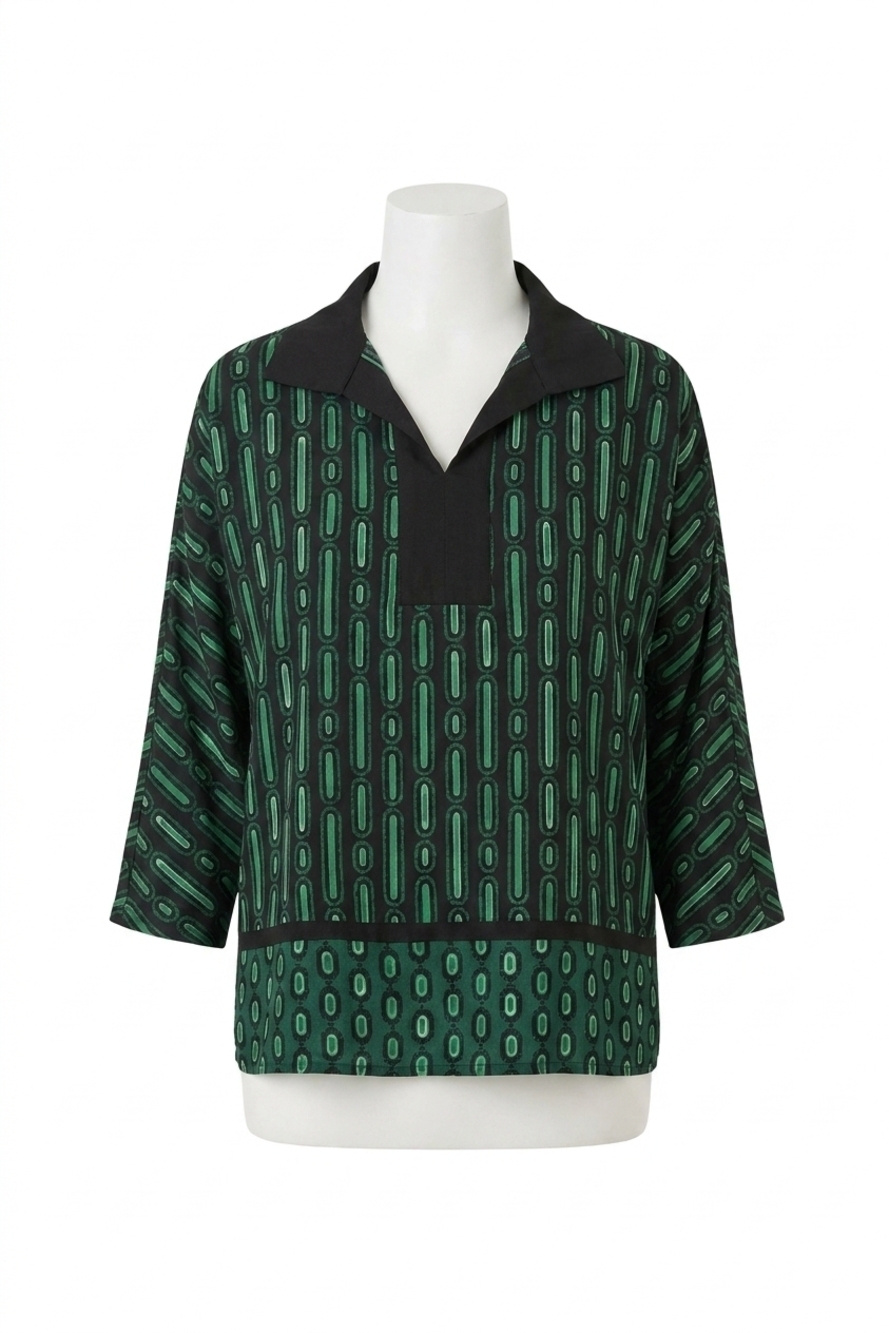 NEW JOSEPH RIBKOFF geometric top in green/black